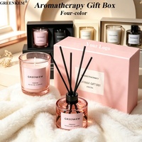 Coffret Cadeau de Diffuseur à Bâtonnets et Bougie en Cire de Soja Naturelle Sans Fumée, Parfumée, avec Outil à Ongles, Personnalisé, Longue Durée