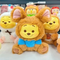 100% Original MINISO Winnie l'Ourson Série Naughty Party Figurine en PVC et Peluche Boîte Mystère Thème Animal Cadeaux Surprise