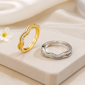 Anello francese retrò a doppio strato ondulato, accessorio alla moda per l'uso quotidiano da donna - Product Image 4