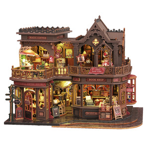 Letter Coffee <b>DIY</b> Miniature House 1:18 Scale Wooden Model Assembly <b>Kit</b> For Youth Bookstore Coffee Shop Theme - Product Image 1