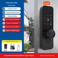 Serrure de porte intelligente extérieure Tuya WiFi avec déverrouillage par reconnaissance faciale et veineuse, en alliage d'aluminium, pour porte en bois, serrure électrique à encastrer sans clé