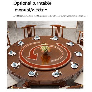 Bàn ăn khách sạn gỗ rắn, xoay bàn tròn lớn cho 10 và <span class=keywords><strong>20</strong></span> người, bàn xoay điện với Bếp cảm ứng - Product Image 5