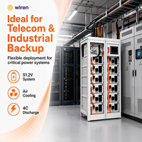 Wiren UPS4C2 Centros de Datos de Respaldo Confiables 153.6kWh BESS 60kW-600kW 4C Gabinete de Baterías Modular LiFePO4 de Alta Potencia Refrigerado por Aire