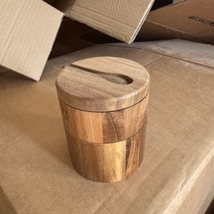 Acacia Wood <b>Spice</b> <b>Jar</b> S Size Airtight Wooden Lid Kitchen Seasoning Container 301-500ML - Product Image 4