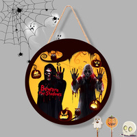 Custom UV Printed Halloween Horror Round Wood Hanging Sign Ghost Pumpkin <strong>Wall</strong> <strong>Decor</strong> Door Plaque Manufacturer OEM ODM