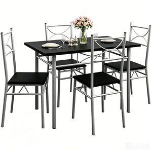 Set <span class=keywords><strong>da</strong></span> Pranzo Personalizzabile OEM/ODM con 4 Sedie, <span class=keywords><strong>Tavolo</strong></span> Minimalista Convertibile in Legno per Casa e Hotel - Product Image 1