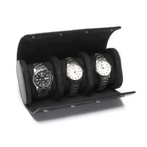 Leatherette <b>Watch</b> Storage Case Rectangle Shape Faux Suede Interior Snap Closure Protective Travel <b>Watch</b> Box 3 Slots - Product Image 2