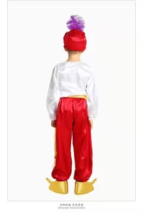 Costume de fête de carnaval pour enfants, garçon arabe du Moyen-Orient, Aladdin, lampe magique avec pantalon et haut - Product Image 4