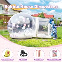 Dôme à bulles gonflable de 13 pieds, trampoline, tente à bulles transparente gonflable, tente de jardin en PVC imperméable avec tunnel de 7 pieds, camping
