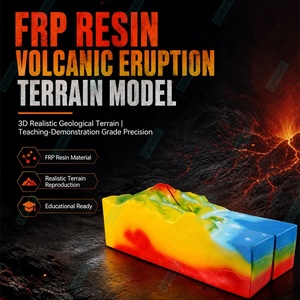 Modelo de erupción volcánica de terreno con conductos de magma, estratificación geológica y forma vulcánica litósferica de resina FRP - Product Image 2