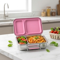 Boîte à lunch en acier inoxydable pour enfants, prix avantageux, imprimé coloré, bord antidérapant, légère, durable, pour activités de plein air et sorties.
