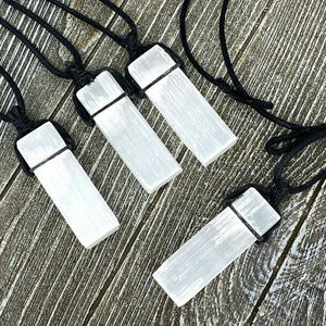 Natural Stone Rectangle Pendant Necklace <b>Rope</b> <b>Chain</b> Gemstone Jewelry White Crystal Gift for Women - Product Image 3