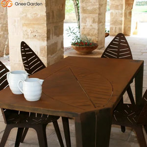 Chaise creuse en acier Corten à nervures, résistante à la rouille, élégante, pour l'extérieur, idéale pour jardin, balcon, aménagement paysager résidentiel - Product Image 3