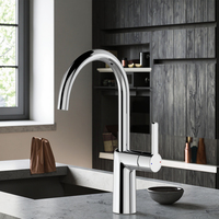 Robinet de cuisine moderne à levier en cuivre, laiton et finition chromée, avec cartouche en céramique et mélangeur eau chaude/froide