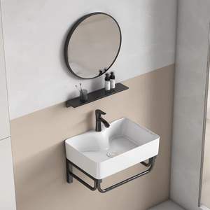 Combinación de mueble de baño, <span class=keywords><strong>lavabo</strong></span> pequeño, <span class=keywords><strong>lavabo</strong></span> integrado de cerámica, baño doméstico sencillo - Product Image 1