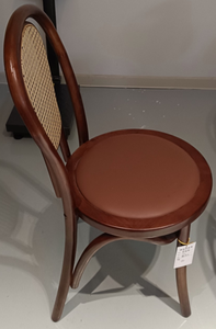 Modern Sonet Rattan Dining <b>Chair</b> with <b>Cane</b> Backrest PU Leather Upholstery | Commercial Restaurant & Cafe Dining <b>Chair</b> - Product Image 3