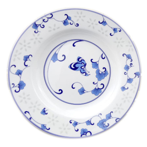 Piatto per Burro in Melamina Bianco con Bordo Floreale <span class=keywords><strong>Blu</strong></span>, per Casa e Ristorante, Ideale per Insalate, Pasta e <span class=keywords><strong>Piatti</strong></span> Principali - Product Image 3