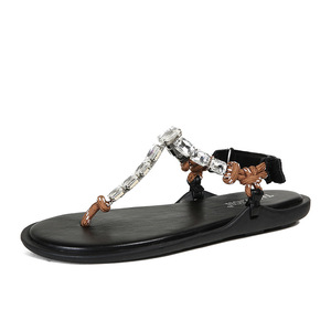 2025 été luxueux femmes mode dames chaîne <span class=keywords><strong>tongs</strong></span> en plein air corde Wanita Planas à la mode pantoufle confortable sandales plates - Product Image 2