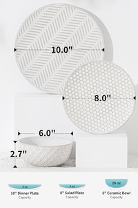 High Quality 24Pcs Embossed White Porcelain Stoneware Dinnerware <b>Set</b> Classic European Style Ceramic Tableware <b>Microwave</b> Portable - Product Image 6