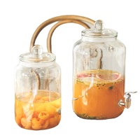 Conteneur de stockage en verre à large ouverture de 1L, 2L, 3L, 4L, 5L, 6L, 1 gallon, écologique, pour jus, eau, distributeur de boissons avec robinet, vente en gros