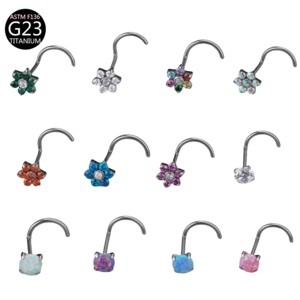 Piercing de nez sans filetage en titane G23 de qualité implant, forme S, bijoux de mode pour femmes, boucles d'oreilles en zircon et diamant - Product Image 3
