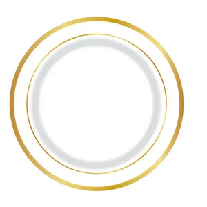 卸売79インチゴールドスタンピングサラダセット使い捨て紙皿食品グレードローズゴールドディナープレート