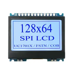 Papan PCB 128X64 LCD Grafis FSTN Transflective 12 PIN Antarmuka SPI COG Modul Tampilan LCD Monokrom
