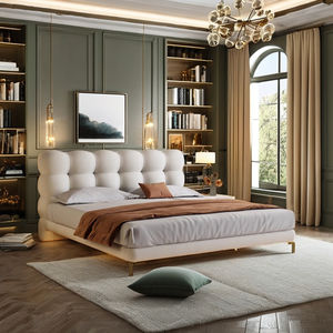 Cama de suspensión de burbujas de viento crema Simple <span class=keywords><strong>Netflix</strong></span> tapizado Puff Lambswool tela cama doble y King Size - Product Image 6