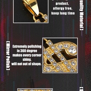 Full Diamond 18K Gold Plated Hip Hop Fashion Jewelry <b>Iced</b> <b>Out</b> Zircon US Dollar <b>Chain</b> Pendant Christian Religious Symbol - Product Image 6