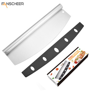 Pizza <b>Cutter</b> Stainless Steel 8-9.9 In Half Moon Blade With <b>Edge</b> Curling Handle For Pizza Slicing Kitchen Knife - Product Image 5