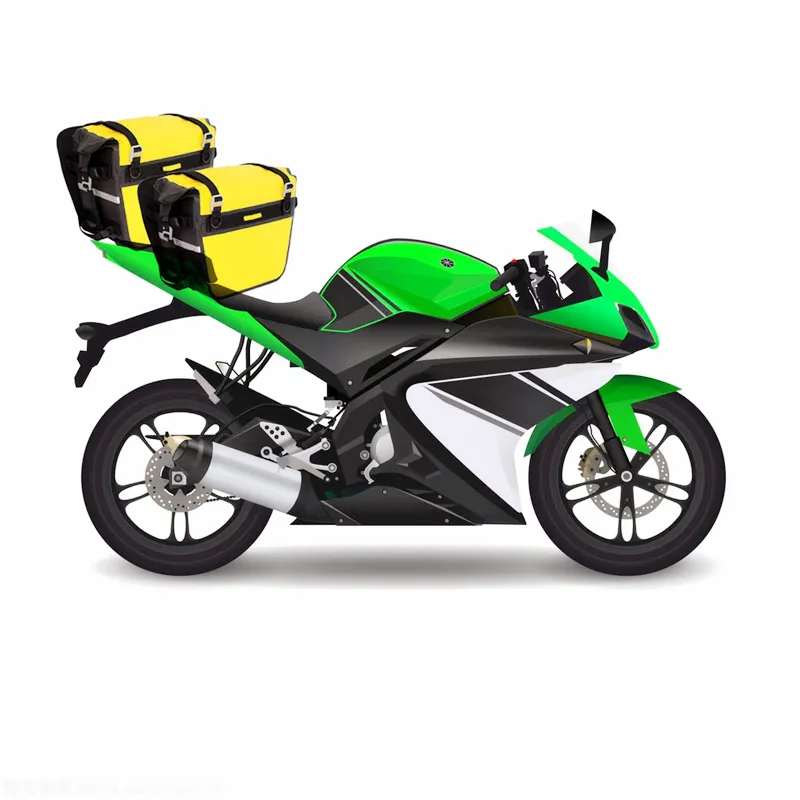 Tas bagasi sepeda motor 600D PVC, tas ekor sepeda motor, tas sadel kulit untuk sepeda motor, warna kuning PU tahan air