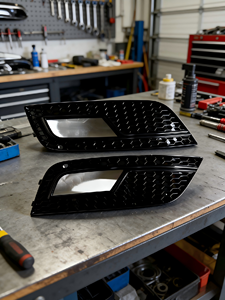 Nouvelle <span class=keywords><strong>grille</strong></span> inférieure de remplacement en plastique pour pare-chocs avant, motif nid d'abeille, pour Audi A4 S4 RS4 2013-2016, pour la zone des feux antibrouillard - Product Image 6