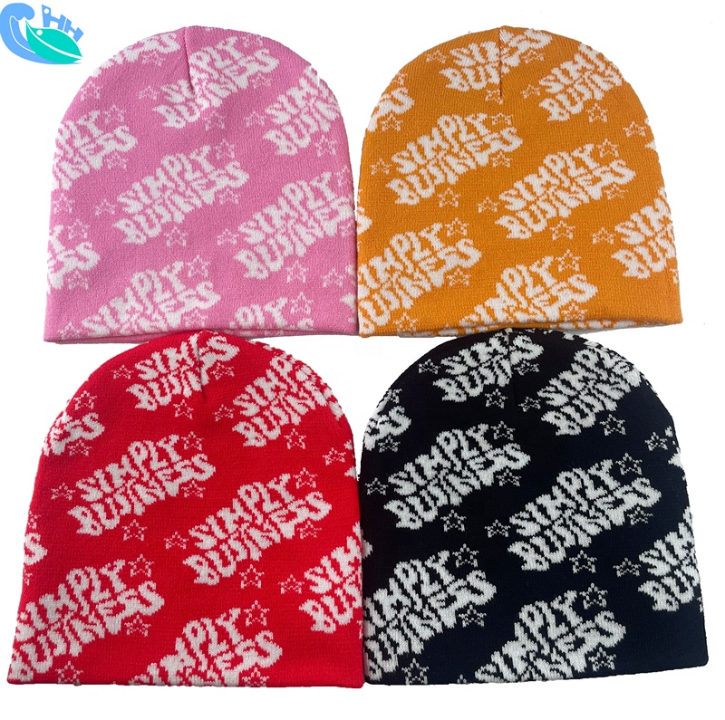 Новая стильная акриловая жаккардовая теплая зимняя шапка с вышивкой и логотипом на заказ