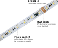 Tira de Luces LED Programable, Iluminación Arquitectónica SMD5050 RGBW DC12V/24V DMX512, Control Remoto, IP65, para Bodas, Iglesias, Escenarios, Fiestas