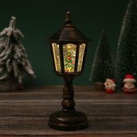 Dekorasi Natal Lampu Meja Resin Plastik Heksagonal Berisi Air yang Diterangi Lampu Hias Natal Kecil Bergaya Korea