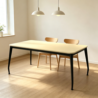 Table à manger industrielle moderne, pieds en métal, design rectangulaire robuste, plateau en mélamine, couleur personnalisée pour le mobilier de salle à manger