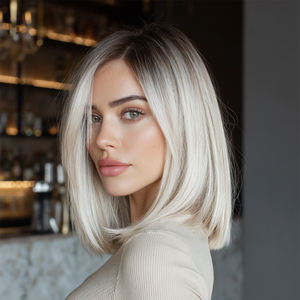 Peluca Futura Lace Platinum para mujer, fibra química <span class=keywords><strong>de</strong></span> seda importada, tocado <span class=keywords><strong>de</strong></span> <span class=keywords><strong>pelo</strong></span> liso <span class=keywords><strong>corto</strong></span> Natural flexible SM1689 para mujer - Product Image 5