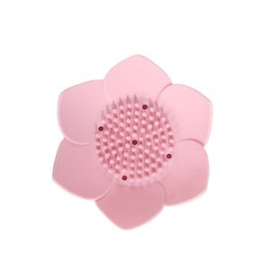Floral Soap Dish Flower Shape Silicone Draining Bathroom Tray White Gray Blue Pink Scandinavian Style Deck Mount - Product Image 5
