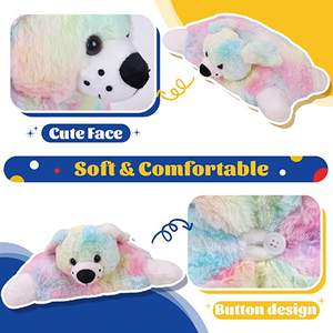 Peluche de perro de arco iris de 16 pulgadas personalizado, almohada 2 en 1 con luz LED Musical, suave, para cantar, gato - Product Image 5