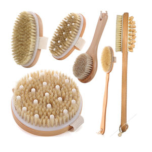 Sıcak satış özel Logo doğal domuzu banyo duş Scrubber eko-sertifikalı ahşap vücut fırçası uzun kuru masaj banyo fırçalar bambu ahşap - Product Image 5