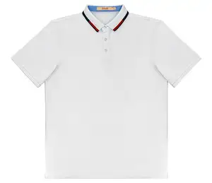 Pique Tecido Alta Qualidade Manga Curta Contrastado Listrado Vermelho Banda Colorido Collar Roupas T - Shirts Polo de Algodão Masculino