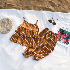 Ropa Barata al por Mayor, Top de Verano para Niña con Estampado de Lunares, Chifón sin Mangas, con Tirantes, Multicapa y Elástico - Product Image 3