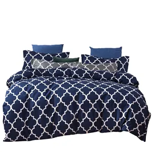 Luxury Hotel Home Printed Custom Logo 100% Polyester Bedding Set Bed Sheet Set Brushed Microfiber Comforter Duvet Cover