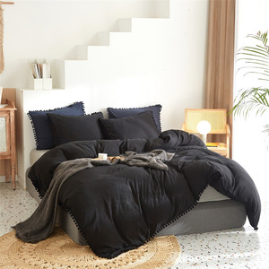 <strong>Pom</strong> <strong>Pom</strong> <strong>Duvet</strong> <strong>Cover</strong> Queen Size - 3 Piece Bohemian Farmhouse Microfiber Comforter <strong>Cover</strong> Set - Soft and Lightweight Quilt <strong>Cover</strong> - Product Image 5