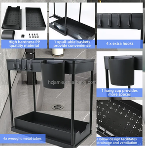 Giá để đồ nhà bếp 2 tầng, giỏ trượt, ngăn kéo dưới chậu rửa, giá để đồ nhà tắm, kệ nhựa, giá để đồ dưới chậu rửa - Product Image 4