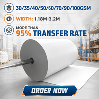 Papier de sublimation à séchage rapide très vendu, 40 g/m², papier de transfert à pelage à chaud, rouleau jumbo