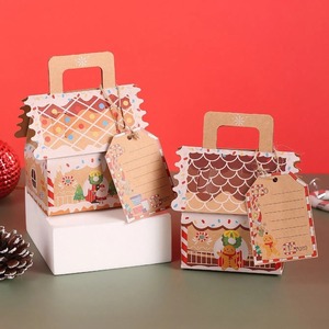 Christmas Gingerbread House <b>Treat</b> <b>Boxes</b> with Handle and Tags Holiday Party Favor Candy Cookie Gift <b>Boxes</b> - Product Image 5