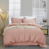 Parure de lit 3 pièces en coton égyptien 100 % gaufré, très douce et agréable pour la peau, avec housse de couette et taies d'oreiller pour la maison, taille King Size