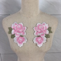 Patch d'applique en dentelle florale de broderie soluble dans l'eau fantaisie par paire pour vêtements LT2888A