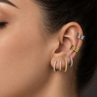 Boucles d'oreilles créoles articulées en acier inoxydable avec zircon CZ, or et argent, pour piercing cartilage hélix, légères, pour femme